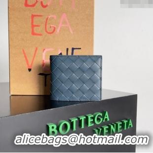 Well Crafted Bottega Veneta Intrecciato Leather Bi-Fold Wallet 63334 Deep Blue 2024