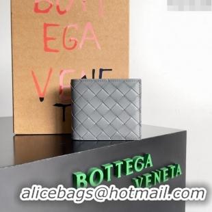 Top Quality Bottega Veneta Intrecciato Leather Bi-Fold Wallet 63334 Light Grey 2024