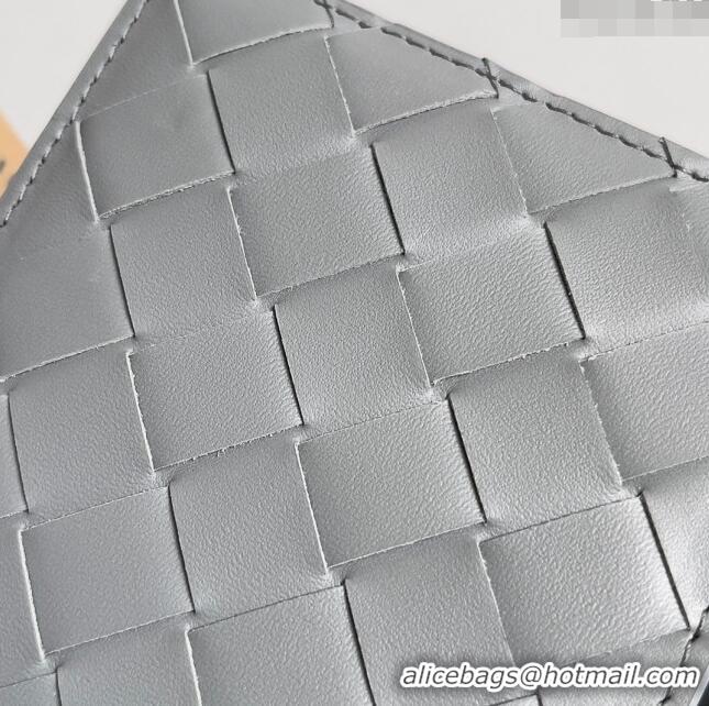 Top Quality Bottega Veneta Intrecciato Leather Bi-Fold Wallet 63334 Light Grey 2024