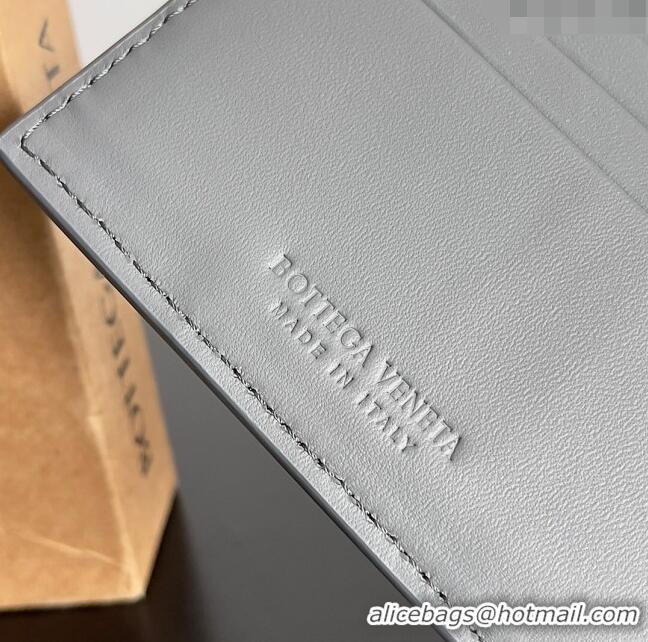 Top Quality Bottega Veneta Intrecciato Leather Bi-Fold Wallet 63334 Light Grey 2024