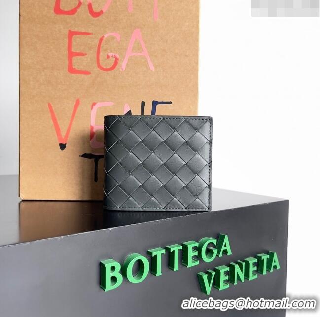 Traditional Specials Bottega Veneta Intrecciato Leather Bi-Fold Wallet 63334 Dark Grey 2024