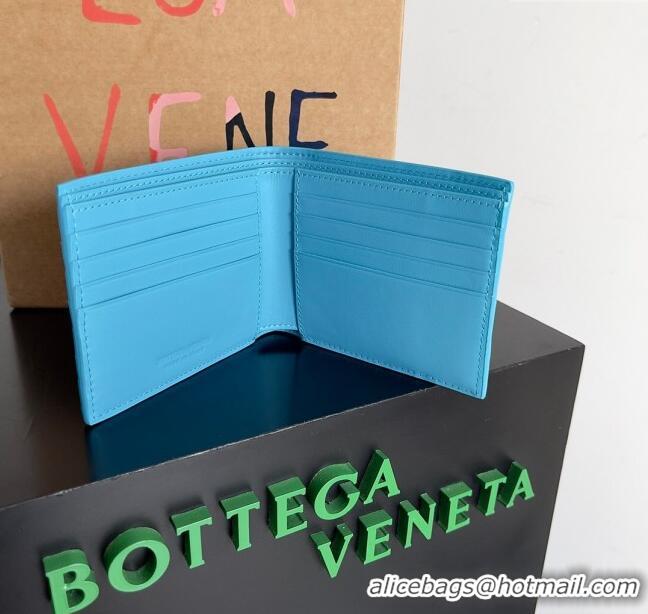 Traditional Discount Bottega Veneta Intrecciato Leather Bi-Fold Wallet 63334 Bright Blue 2024