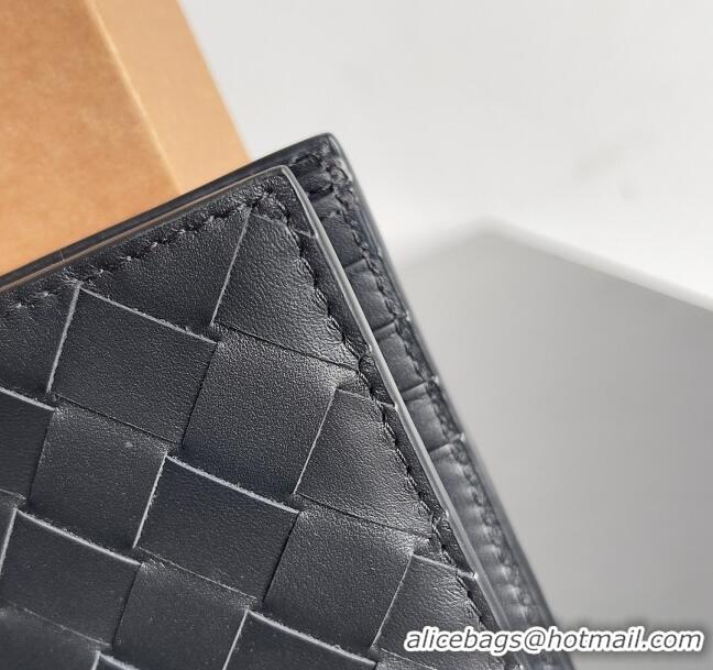 Luxury Discount Bottega Veneta Intrecciato Leather Bi-Fold Wallet 63334 Black 2024