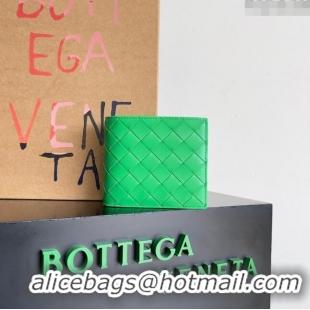 Unique Grade Bottega Veneta Intrecciato Leather Bi-Fold Wallet 63334 Parakeet Green 2024