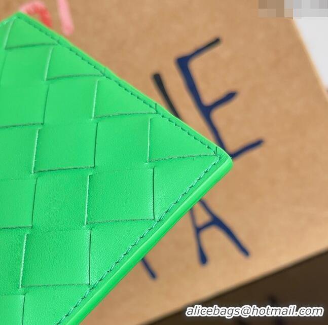 Unique Grade Bottega Veneta Intrecciato Leather Bi-Fold Wallet 63334 Parakeet Green 2024