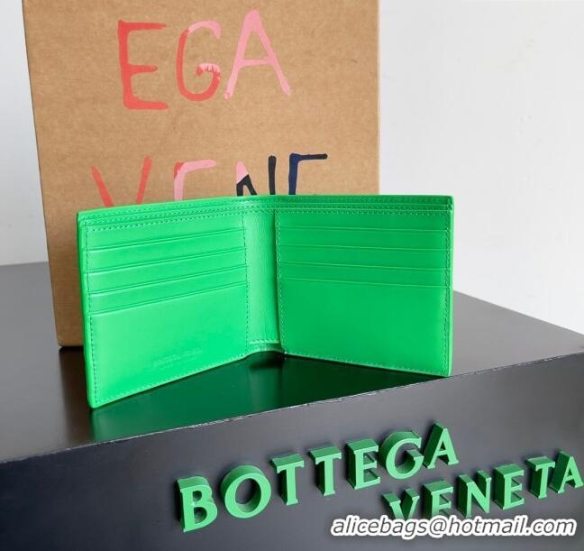 Unique Grade Bottega Veneta Intrecciato Leather Bi-Fold Wallet 63334 Parakeet Green 2024