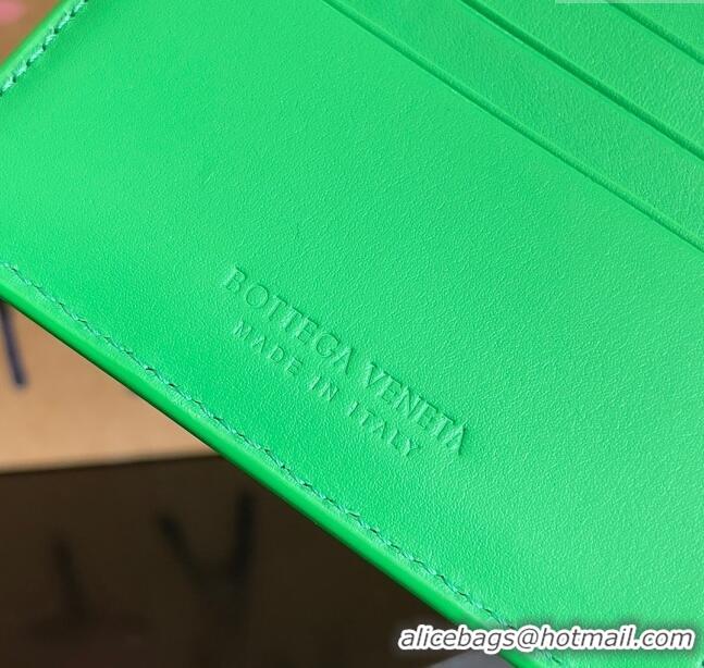 Unique Grade Bottega Veneta Intrecciato Leather Bi-Fold Wallet 63334 Parakeet Green 2024