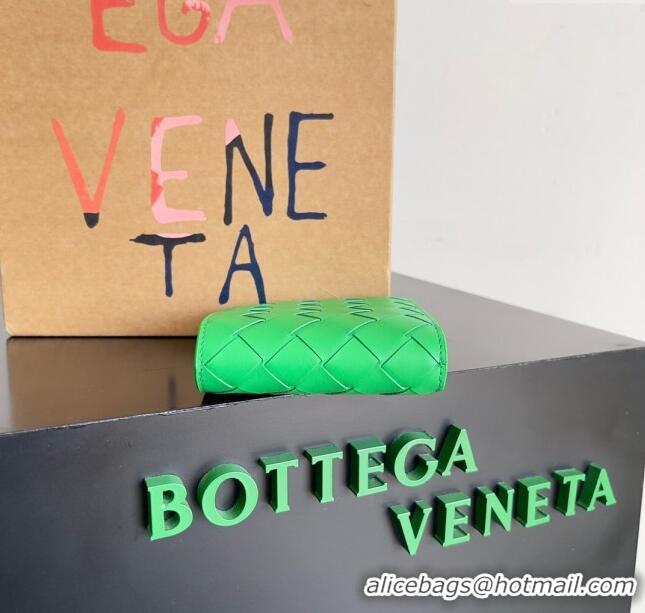 Unique Grade Bottega Veneta Intrecciato Leather Bi-Fold Wallet 63334 Parakeet Green 2024