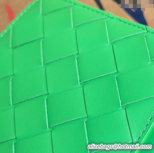 Unique Grade Bottega Veneta Intrecciato Leather Bi-Fold Wallet 63334 Parakeet Green 2024