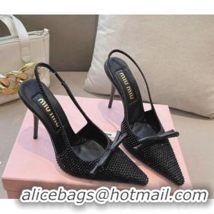 Best Product Miu Miu Satin Slingback Pumps 10.5cm with Crystals and Bow Black 0129053