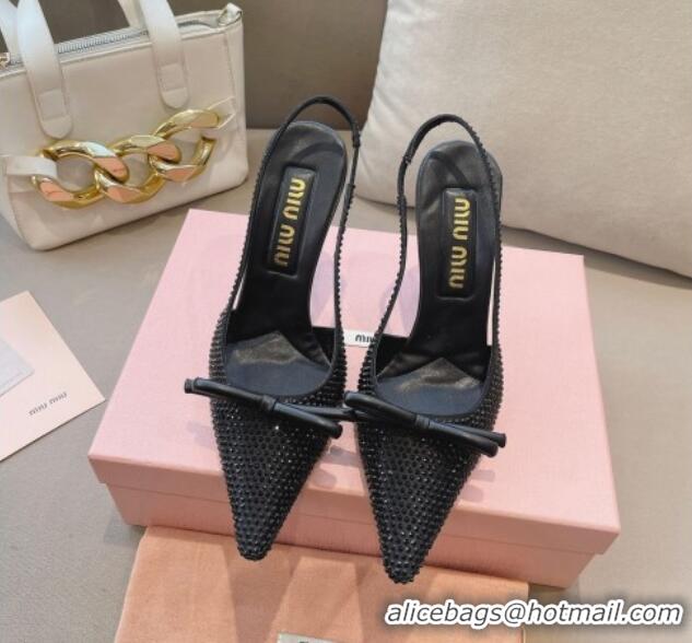 Best Product Miu Miu Satin Slingback Pumps 10.5cm with Crystals and Bow Black 0129053