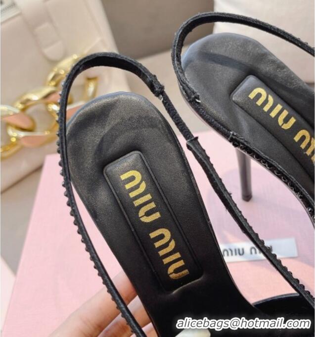 Best Product Miu Miu Satin Slingback Pumps 10.5cm with Crystals and Bow Black 0129053