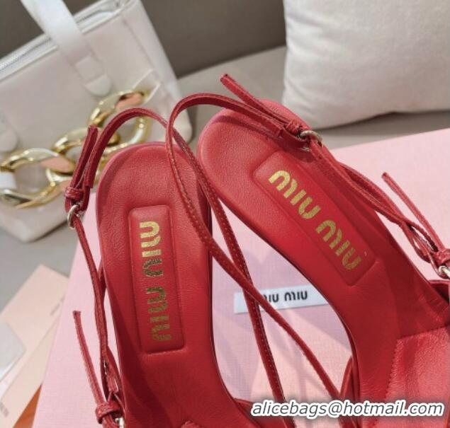 Classic Hot Miu Miu Patent leather slingbacks Pumps 10.5cm with buckles Red 129059