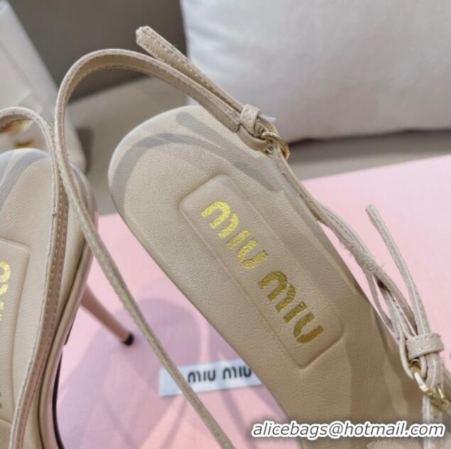 Durable Miu Miu Patent leather slingbacks Pumps 10.5cm with buckles Nude 129060