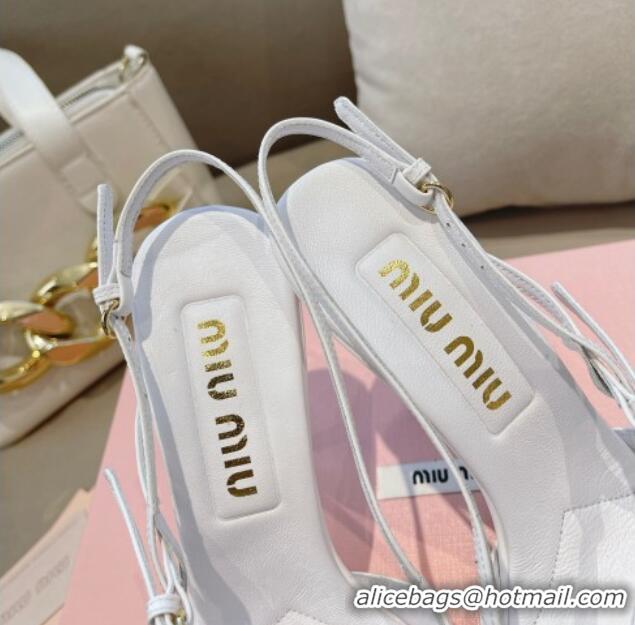 Pretty Style Miu Miu Patent leather slingbacks Pumps 10.5cm with buckles White 0129063