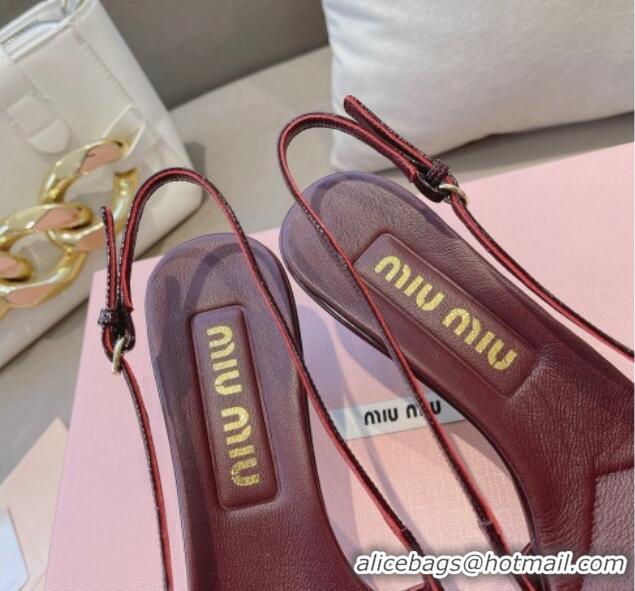 Purchase Miu Miu Patent Leather Slingback Pumps 5.5cm with Bow Dark Burgundy 129066