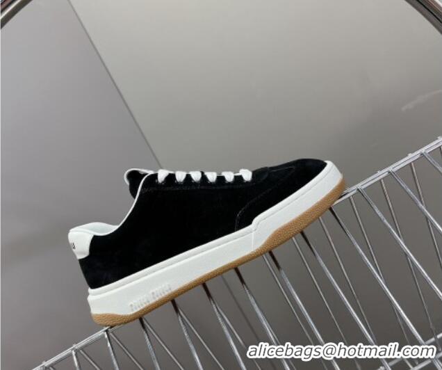 Top Design Miu Miu Suede Sneakers Black 129077