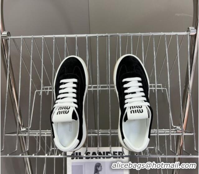 Top Design Miu Miu Suede Sneakers Black 129077