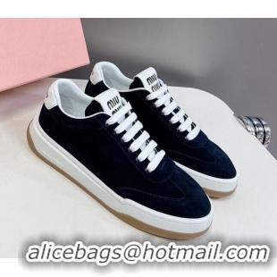 Most Popular Miu Miu Suede Sneakers Dark Blue 129078