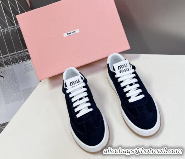 Most Popular Miu Miu Suede Sneakers Dark Blue 129078