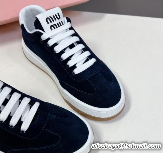 Most Popular Miu Miu Suede Sneakers Dark Blue 129078