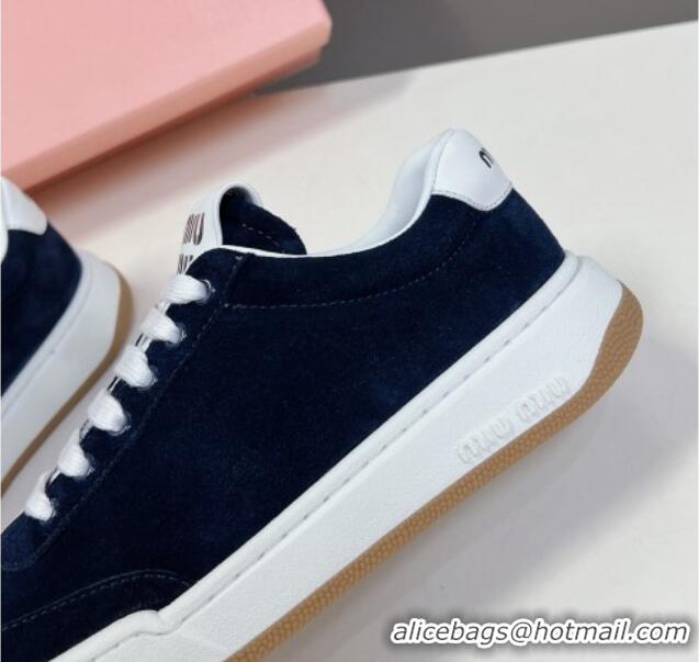 Most Popular Miu Miu Suede Sneakers Dark Blue 129078