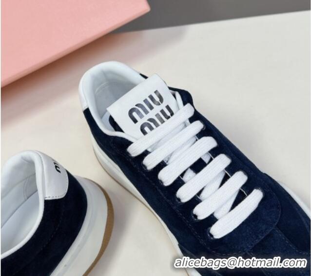 Most Popular Miu Miu Suede Sneakers Dark Blue 129078