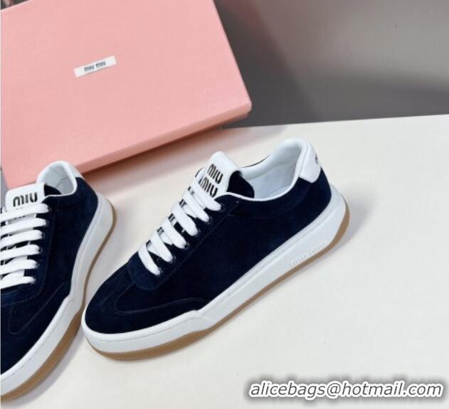 Most Popular Miu Miu Suede Sneakers Dark Blue 129078