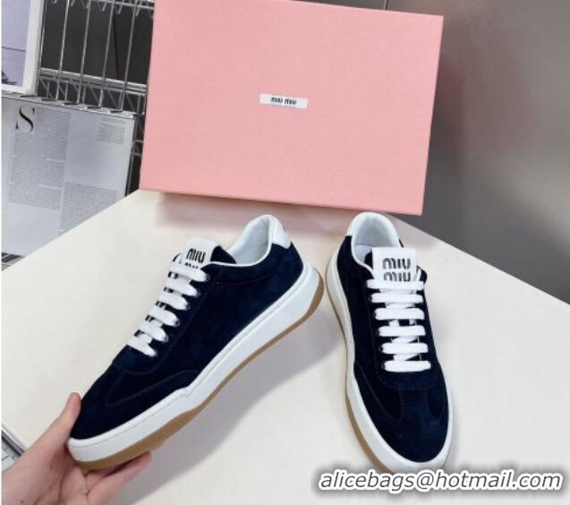 Most Popular Miu Miu Suede Sneakers Dark Blue 129078