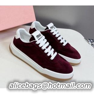 Low Price Miu Miu Suede Sneakers Burgundy 129079