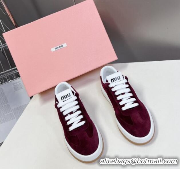 Low Price Miu Miu Suede Sneakers Burgundy 129079