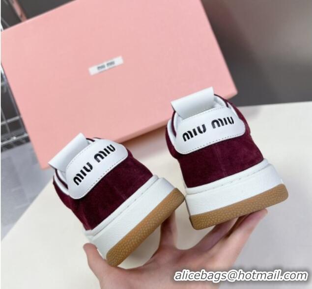 Low Price Miu Miu Suede Sneakers Burgundy 129079