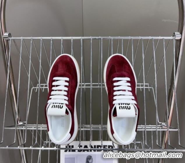 Low Price Miu Miu Suede Sneakers Burgundy 129079