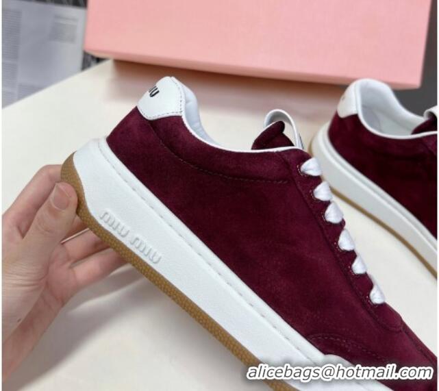 Low Price Miu Miu Suede Sneakers Burgundy 129079