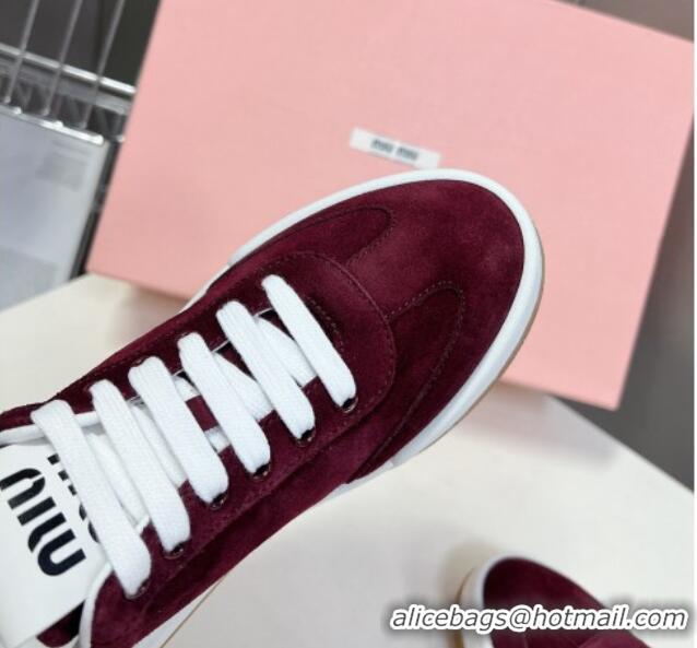 Low Price Miu Miu Suede Sneakers Burgundy 129079