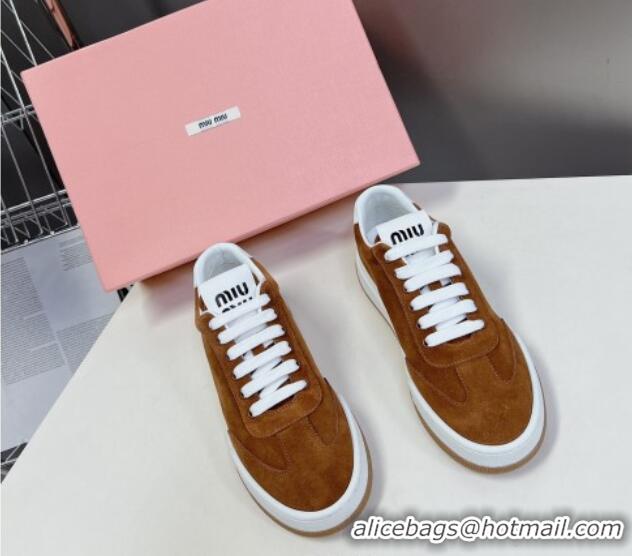 Good Product Miu Miu Suede Sneakers Brown 129080