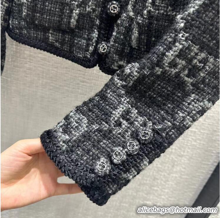 Super Quality Gucci GG Jacquard Wool-blend Tweed Jacket G8081 Black