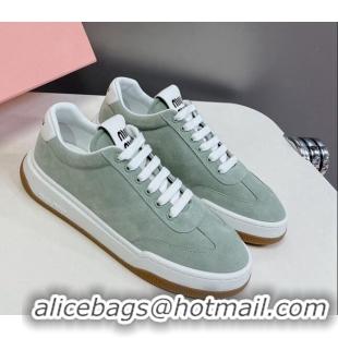 Buy Luxury Miu Miu Suede Sneakers Light Green 129081