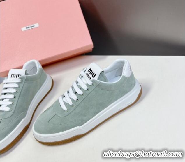 Buy Luxury Miu Miu Suede Sneakers Light Green 129081