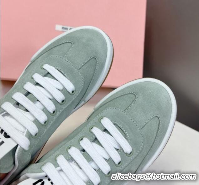 Buy Luxury Miu Miu Suede Sneakers Light Green 129081