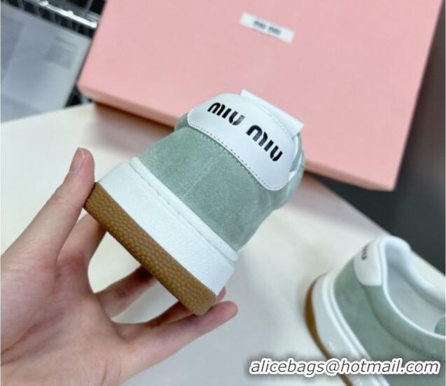 Buy Luxury Miu Miu Suede Sneakers Light Green 129081