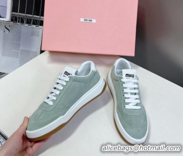 Buy Luxury Miu Miu Suede Sneakers Light Green 129081