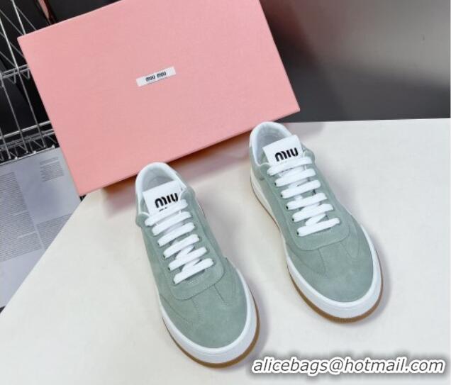 Buy Luxury Miu Miu Suede Sneakers Light Green 129081