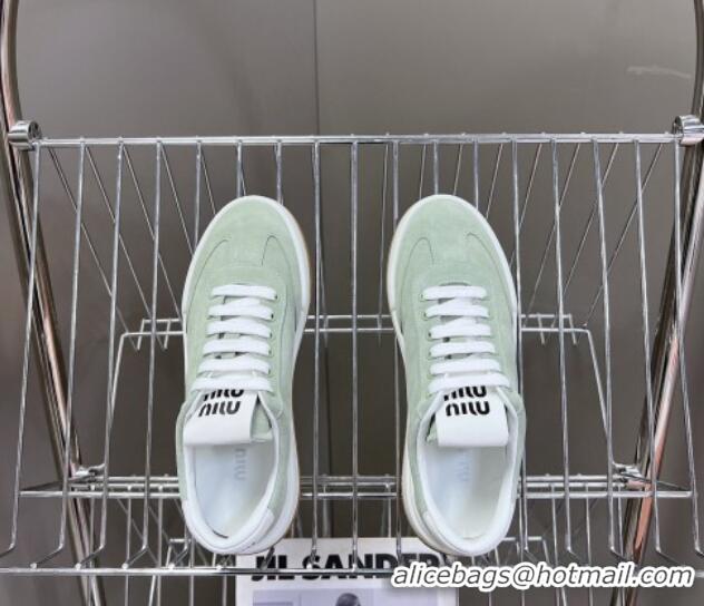 Buy Luxury Miu Miu Suede Sneakers Light Green 129081