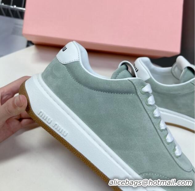 Buy Luxury Miu Miu Suede Sneakers Light Green 129081