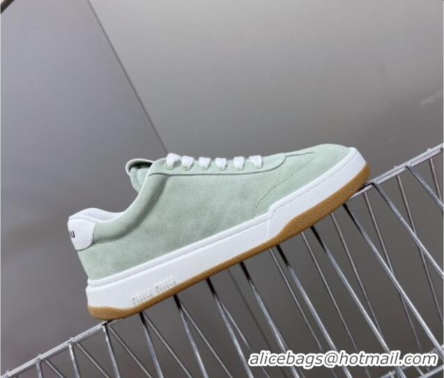 Buy Luxury Miu Miu Suede Sneakers Light Green 129081