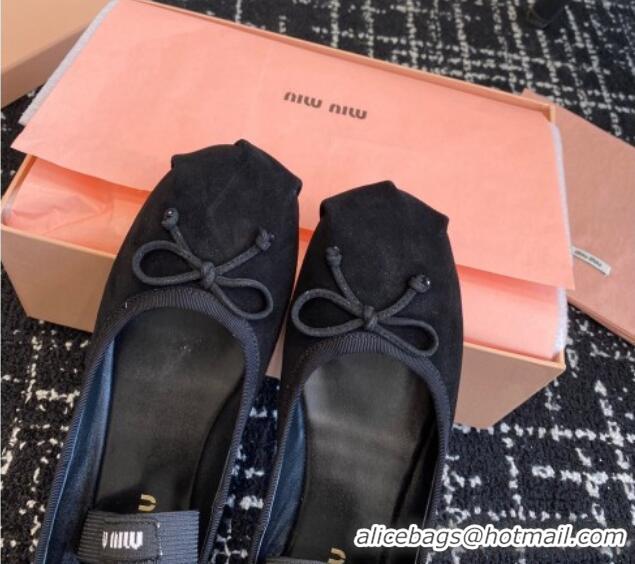 Trendy Design Miu Miu Suede Ballerinas Flat Black 129085