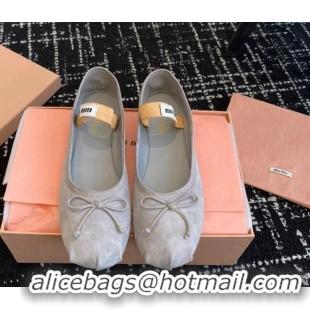 Sumptuous Miu Miu Suede Ballerinas Flat Grey 129086