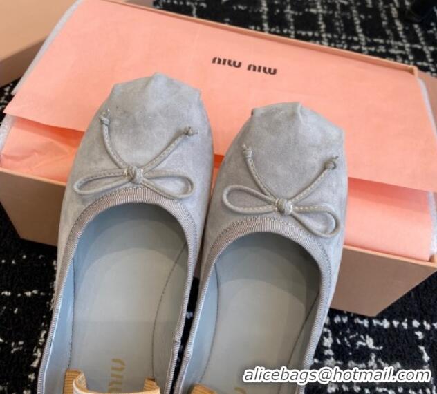 Sumptuous Miu Miu Suede Ballerinas Flat Grey 129086