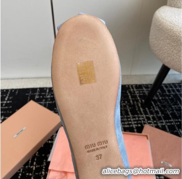 Stylish Miu Miu Suede Ballerinas Flat Blue 0129087